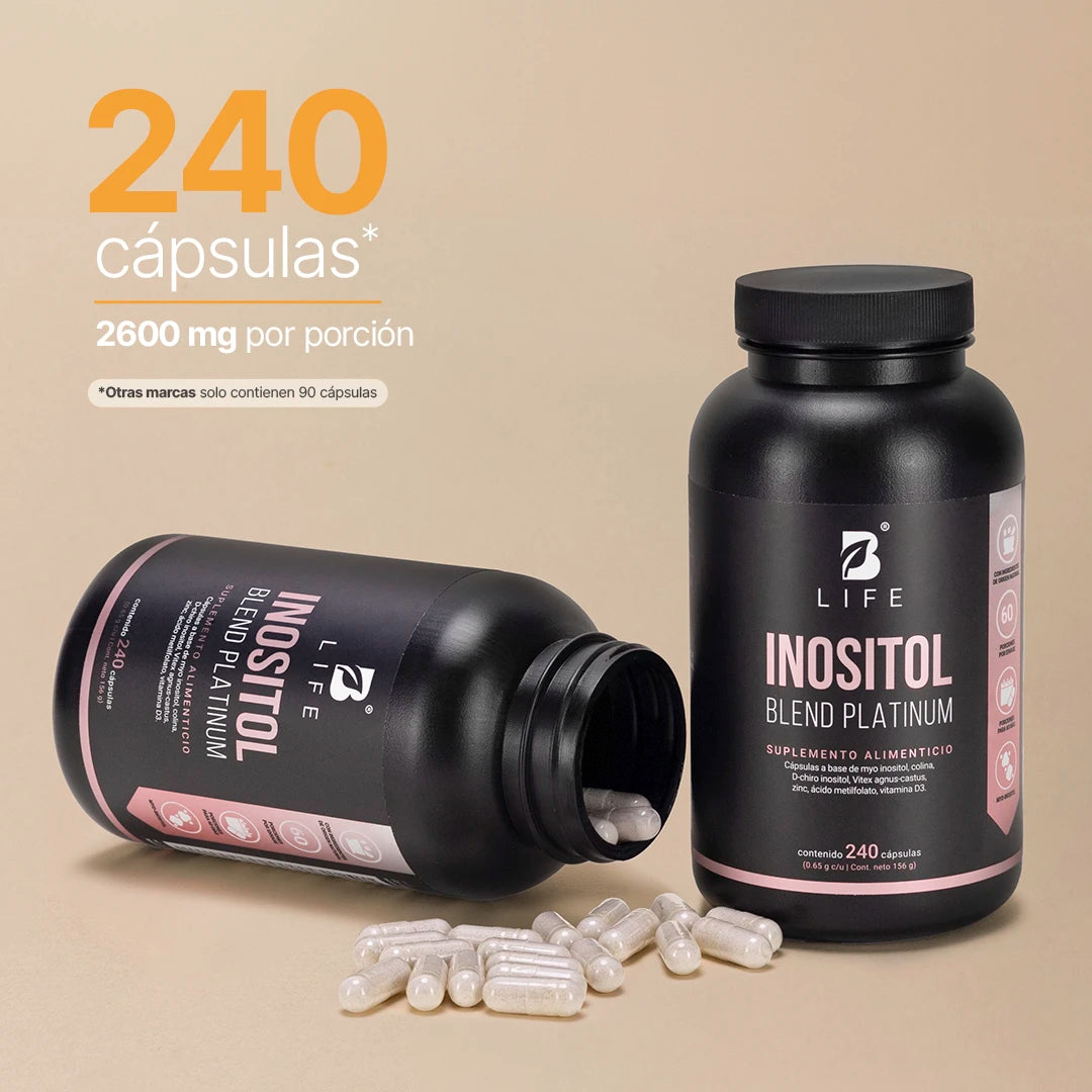 Mezcla Platinum de Inositol | con Myo Inositol, Colina, D-chiro Inositol, Zinc, Ácido Metilfolato, y Vitamina D3 | 240 cápsulas