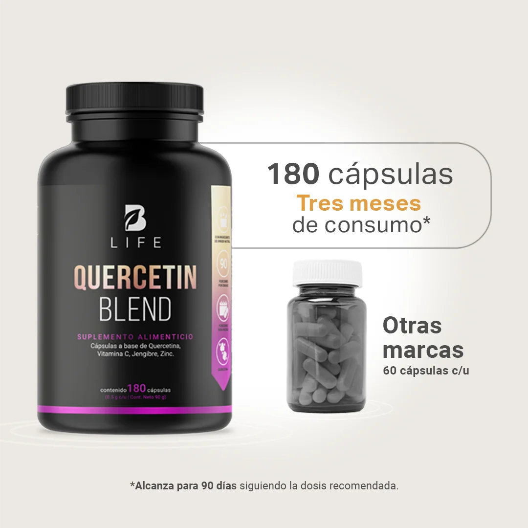 Quercetina | con Vitamina C, Jengibre y Zinc | 180 cápsulas