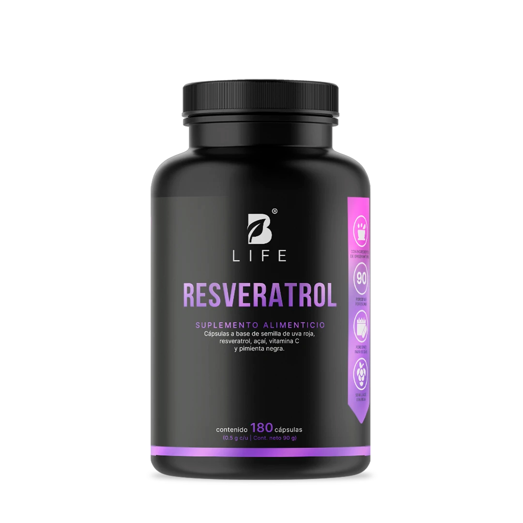 Resveratrol | con Uva Roja, Açaí, Vitamina C y Pimienta Negra | 1000 mg por porción