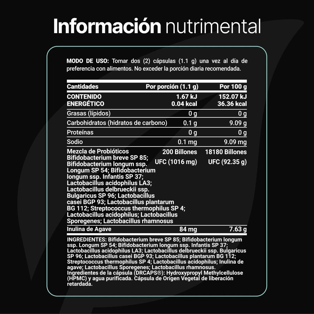 200 billones de probióticos | con Inulina de Agave | DRcaps