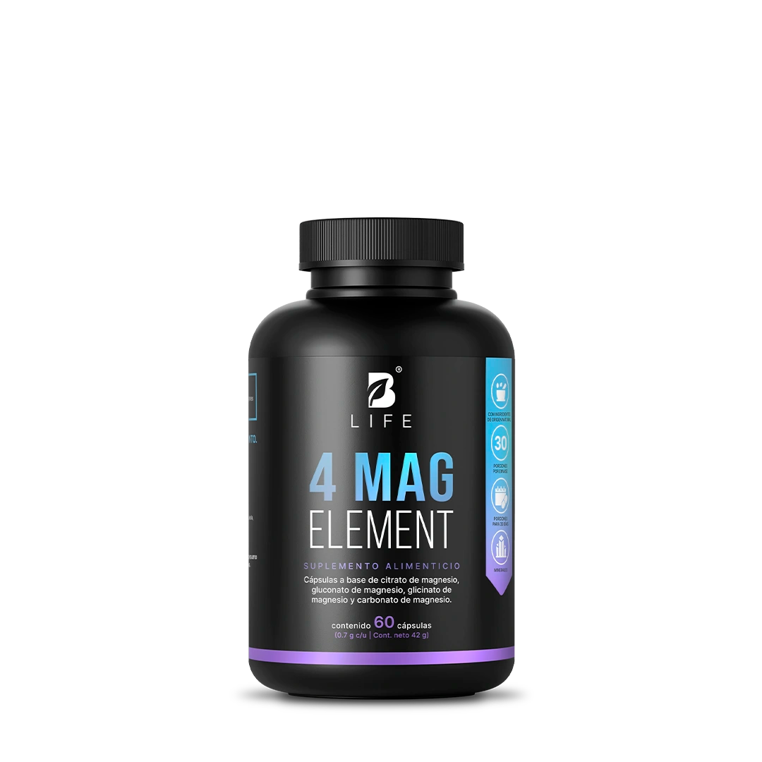 Mezcla de 4 tipos de Magnesio | 1400 mg por porción | 60 cápsulas | B Life