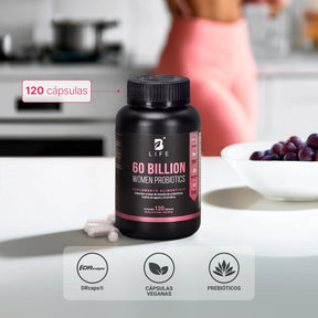 60 billones de Probióticos Para Mujer | con Bromelina e Inulina de Agave | 120 cápsulas