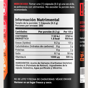 Vitamina A | con Aceite de Cártamo | 1000 mg Porporción | 300 cápsulas