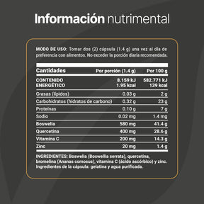 Mezcla de Boswelia y Quercetina | con Vitamina C y Zinc | 180 cápsulas