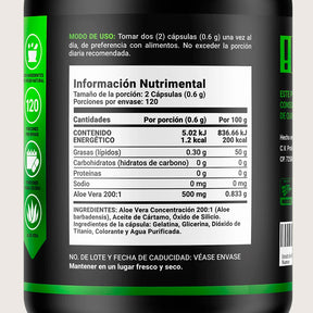 Extracto de Aloe Vera | Concentración 200:1 | 240 cápsulas