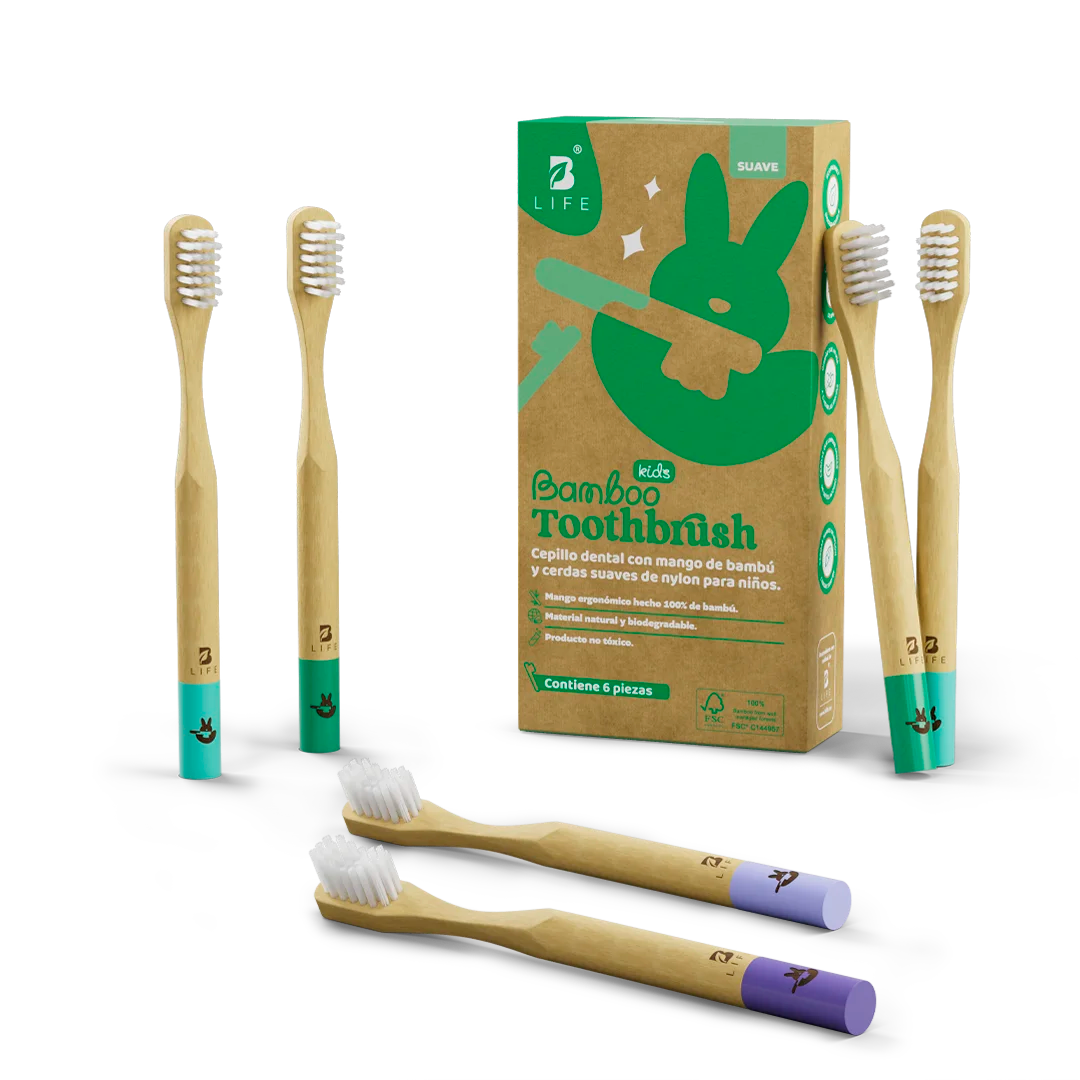 Bamboo Toothbrush Kids | Cepillos Dentales de Bambú para Niños 6 o 12 Piezas