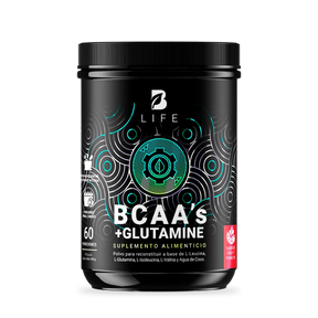 BCAAs con Glutamina en polvo | 558 gr | 60 Porciones | con Glutamina y Agua de Coco | Sabor Ponche de Frutas