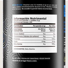 Beta Alanina en polvo | 200 Servicios | 400 Gramos