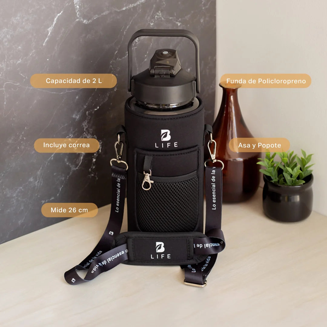 Botella Motivacional | Negra 2 L