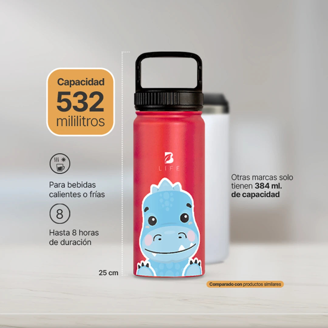 Botella Térmica Para Niños | Dinosaurio 355 y 532 ml