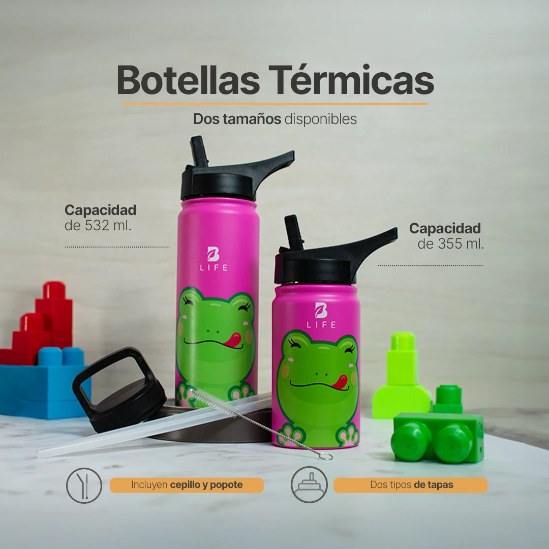 Botella Térmica Para Niños | Ranita 355 y 532 ml