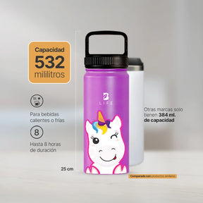 Botella Térmica Para Niños | Unicornio 355 y 532 ml