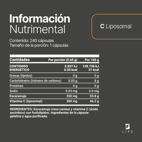 Vitamina C Liposomal | con Escaramujo | 240 cápsulas