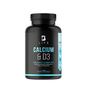 Calcio y Vitamina D3 | 1500 mg por porción | 180 cápsulas | B Life