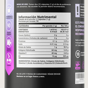 Citrato de Calcio y Vitamina D3 | con Vitamina C | 180 cápsulas