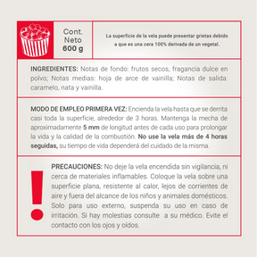 Caramelized Popcorn Aromatic Candle | Vela Aromática Palomita Caramelizada 600 g