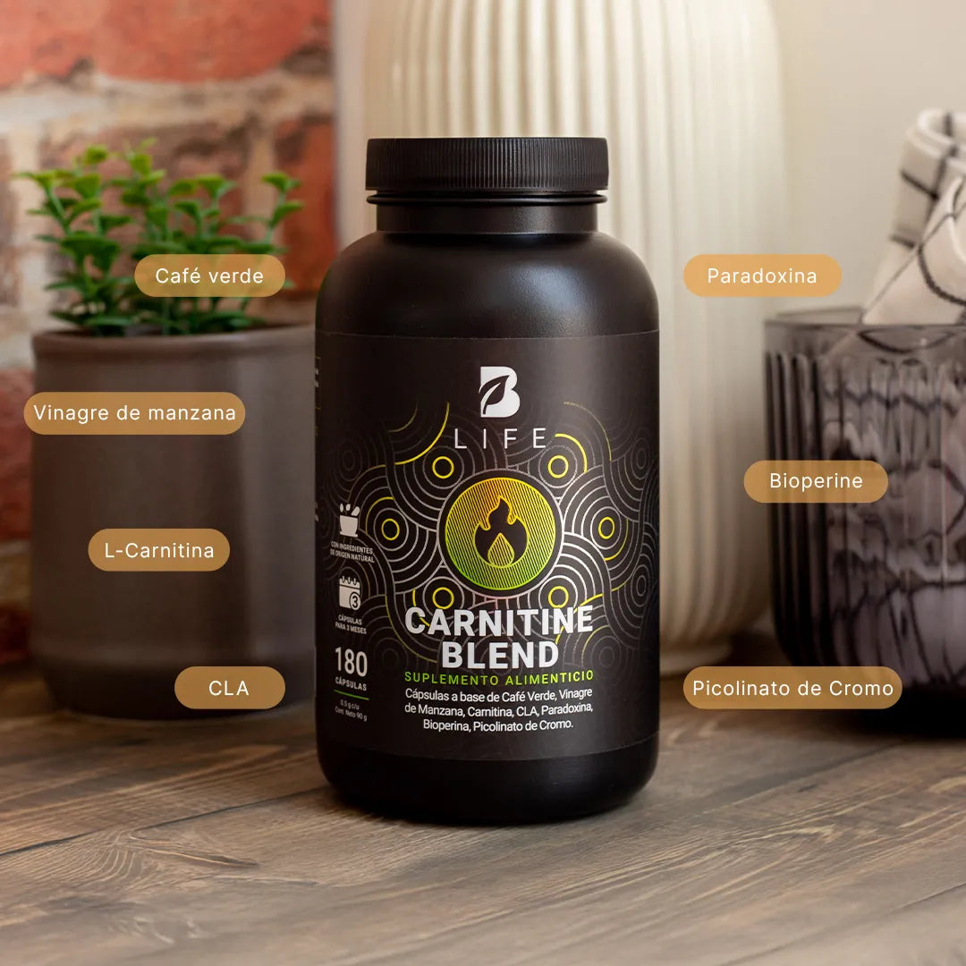 Carnitina | con Café Verde, Vinagre de Manzana, CLA y Picolinato de Cromo | 180 Cápsulas