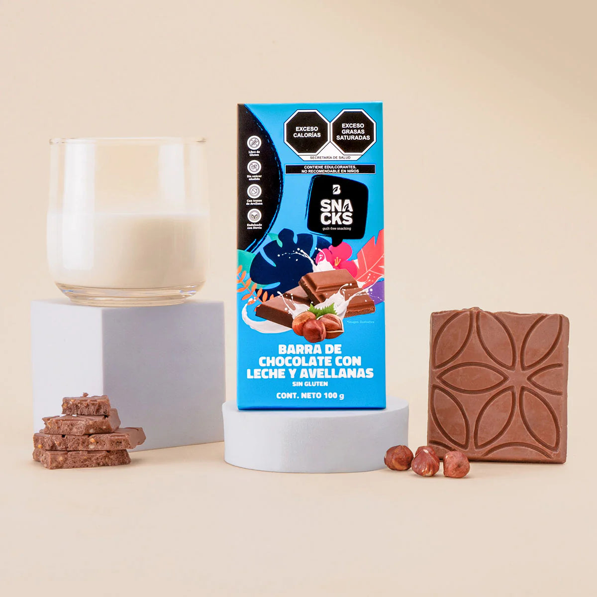 Chocolate con Leche y Avellanas Individual, 6 piezas, 12 piezas 100 g c/u