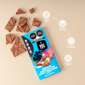 Chocolate con Leche y Avellanas Individual, 6 piezas, 12 piezas 100 g c/u