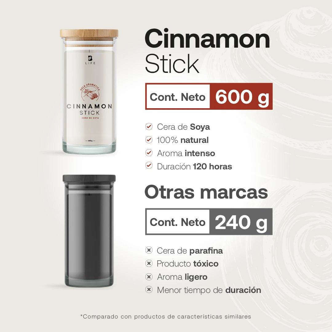 Cinnamon Stick Aromatic Candle | Vela Aromática de Canela 600 g