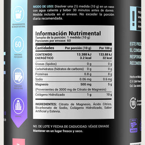 Citrato de Magnesio | con Colágeno Hidralizado | 60 porciones