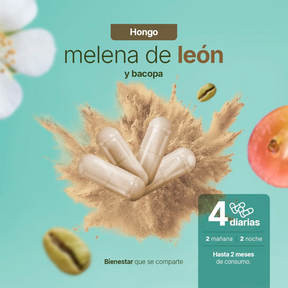 Mezcla Platinum | Hongo Melena de León, Bacopa, Tirosina, Café Verde | 260 cápsulas