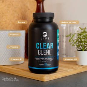 Mezcla de Hongo Melena de León, Bacopa, L-Tirosina, Vitamina B1, Semilla de Uva Roja y Vitamina B12 | B Life