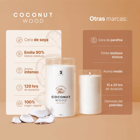 Coconut Wood Aromatic Candle | Vela Aromática Coco y Sándalo 600 g