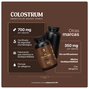 Calostro Vacuno | Concentrado de Nutrientes de la Primera Lactancia | 240 Cápsulas | 1400 mg por porción