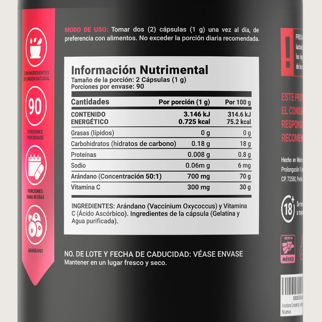 Arándano Concentrado | con Vitamina C | 180 Cápsulas