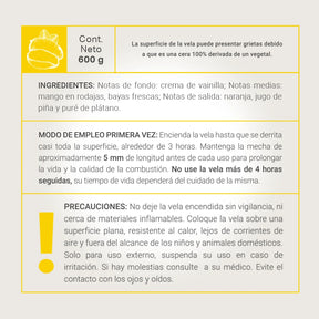 Creamy Mango Aromatic Candle | Vela Aromática Esencia de Mango 600 g