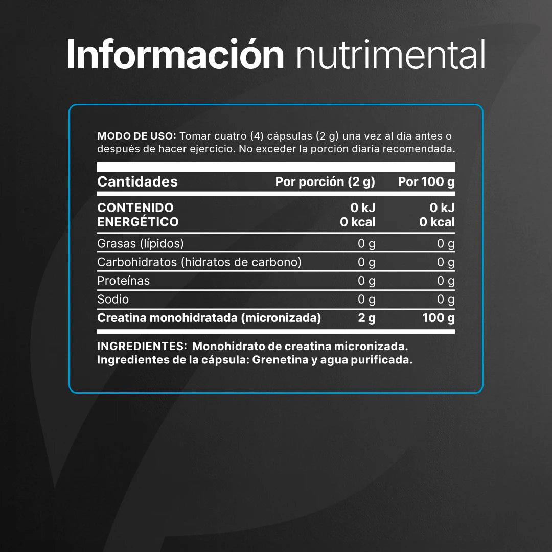 Creatina Monohidratada Micronizada | 240 Cápsulas | Alta Pureza