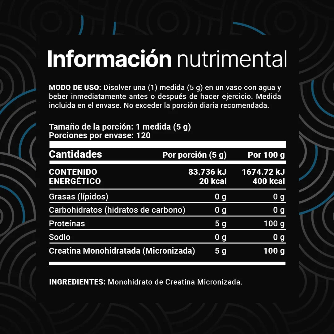 Creatina Monohidratada en polvo | Alta Pureza | 5 g por porción