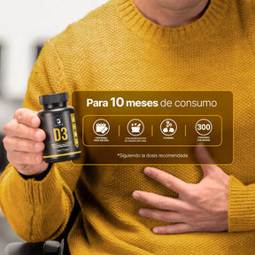 Vitamina D3 con Aceite de Oliva Extra Virgen 5000 UI | 300 cápsulas