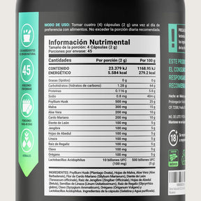 Mezcla con Malva, Aloe Vera, Cardo Mariano, Jengibre, Linaza, Clavo y Probióticos | 180 cápsulas