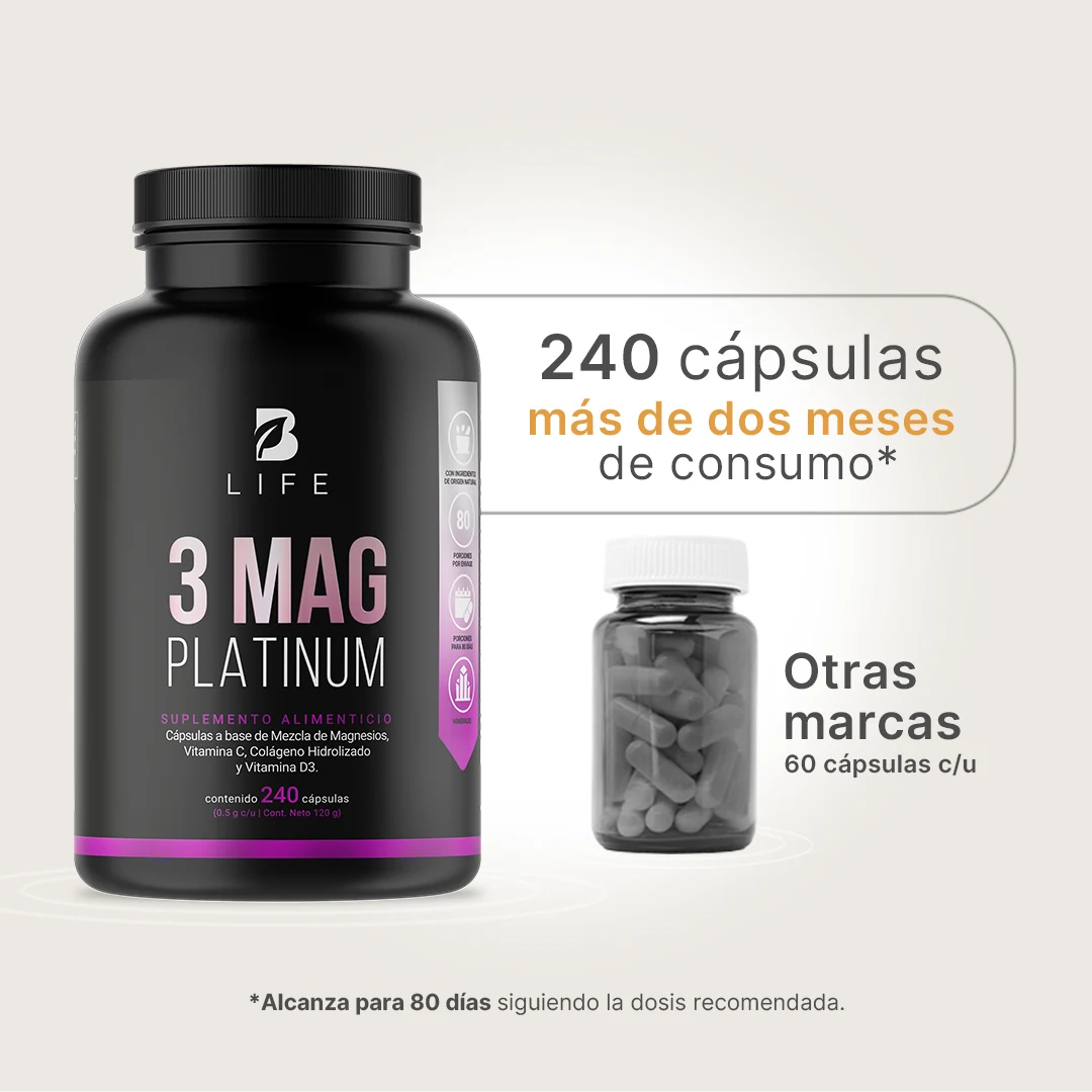 Mezcla de Magensios Premium | Citrato, Glicinato y Treonato | Alta Absorción | 240 cápsulas