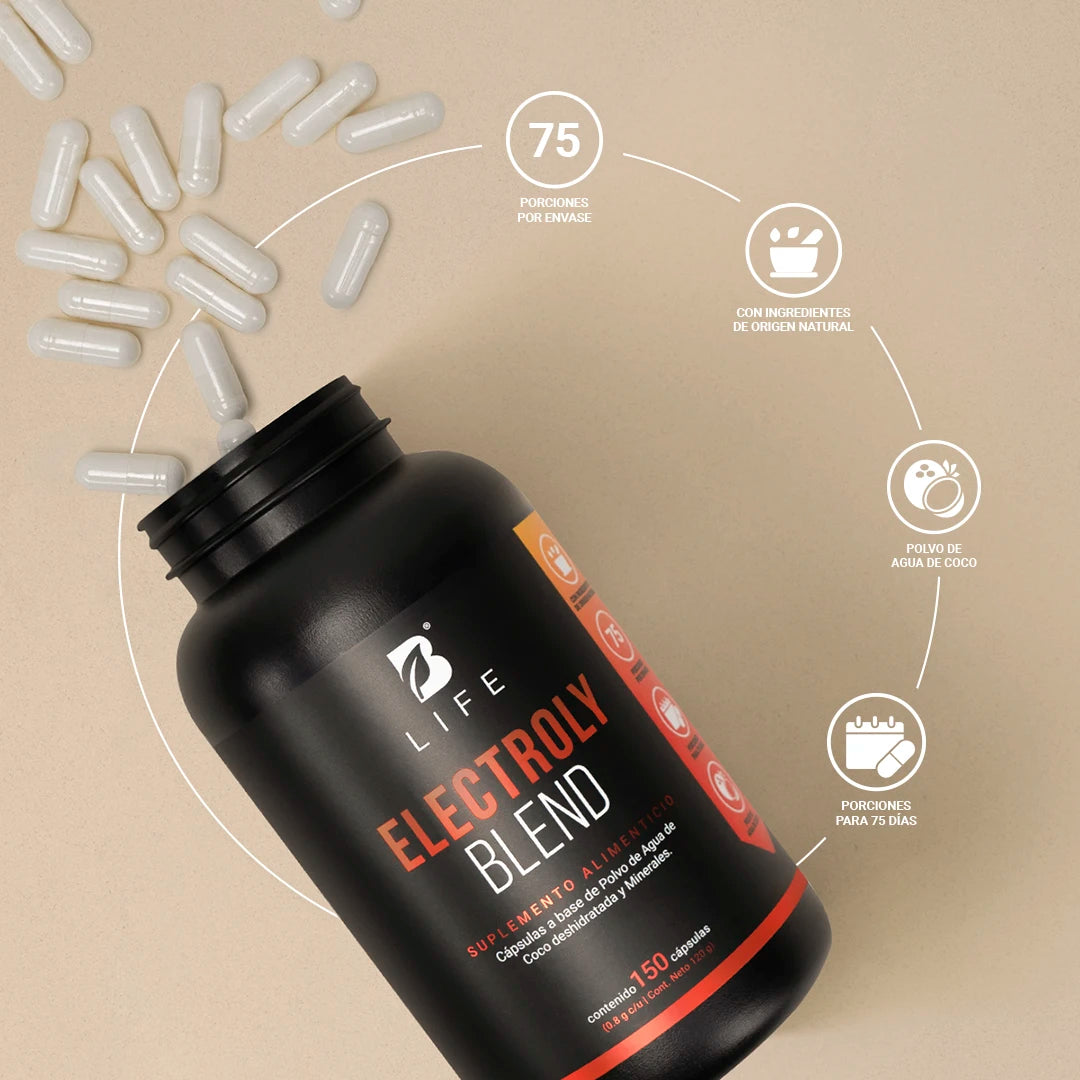 Electrolitos en cápsula | con polvo de Agua de Coco, Potasio, Magnesio, Hierro y Zinc | 150 Cápsulas