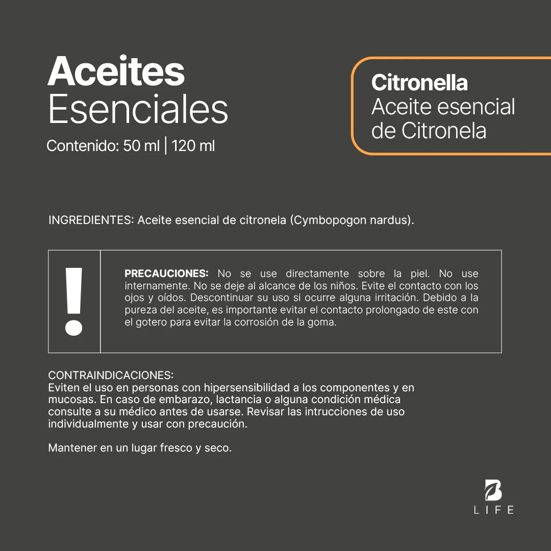 Essential Oil Citronella | Aceite Esencial de Citronela 50 y 120 ml
