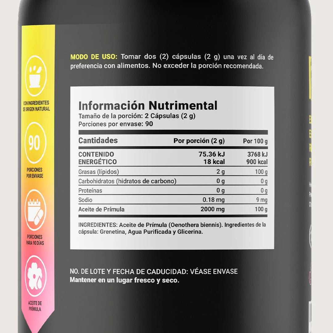 Aceite de Prímula Puro | 180 Cápsulas con 1000mg por porción