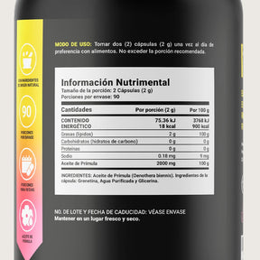 Aceite de Prímula Puro | 180 Cápsulas con 1000mg por porción