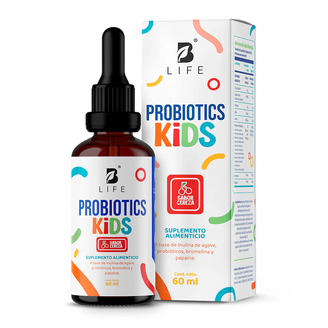 Probióticos en Gotas con 9 Cepas, Inulina y Bromelina | 35 Billones por Porción | Probióticos para Niños | 60 Tomas Sabor Cereza