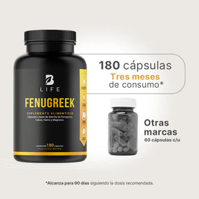 Fenogreco | con Calcio, Hierro y Magnesio | 180 Cápsulas 1000 mg por porción