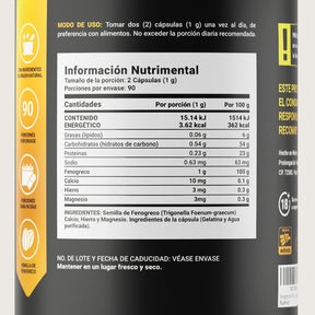 Fenogreco | con Calcio, Hierro y Magnesio | 180 Cápsulas 1000 mg por porción