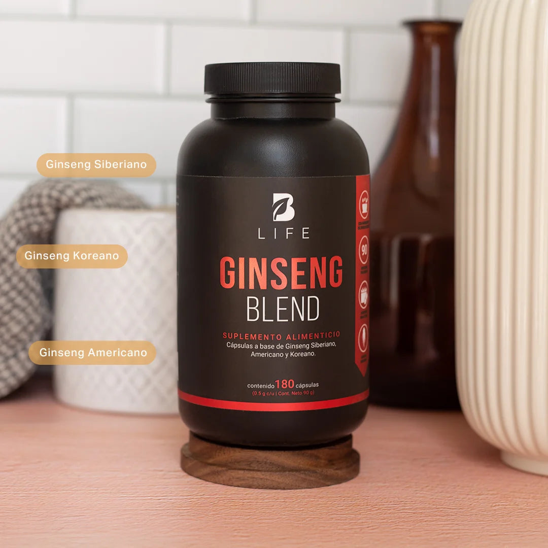 Mezcla de Ginseng | origen Siberiano, Americano y Koreano | 180 Cápsulas | 1000 mg por porción