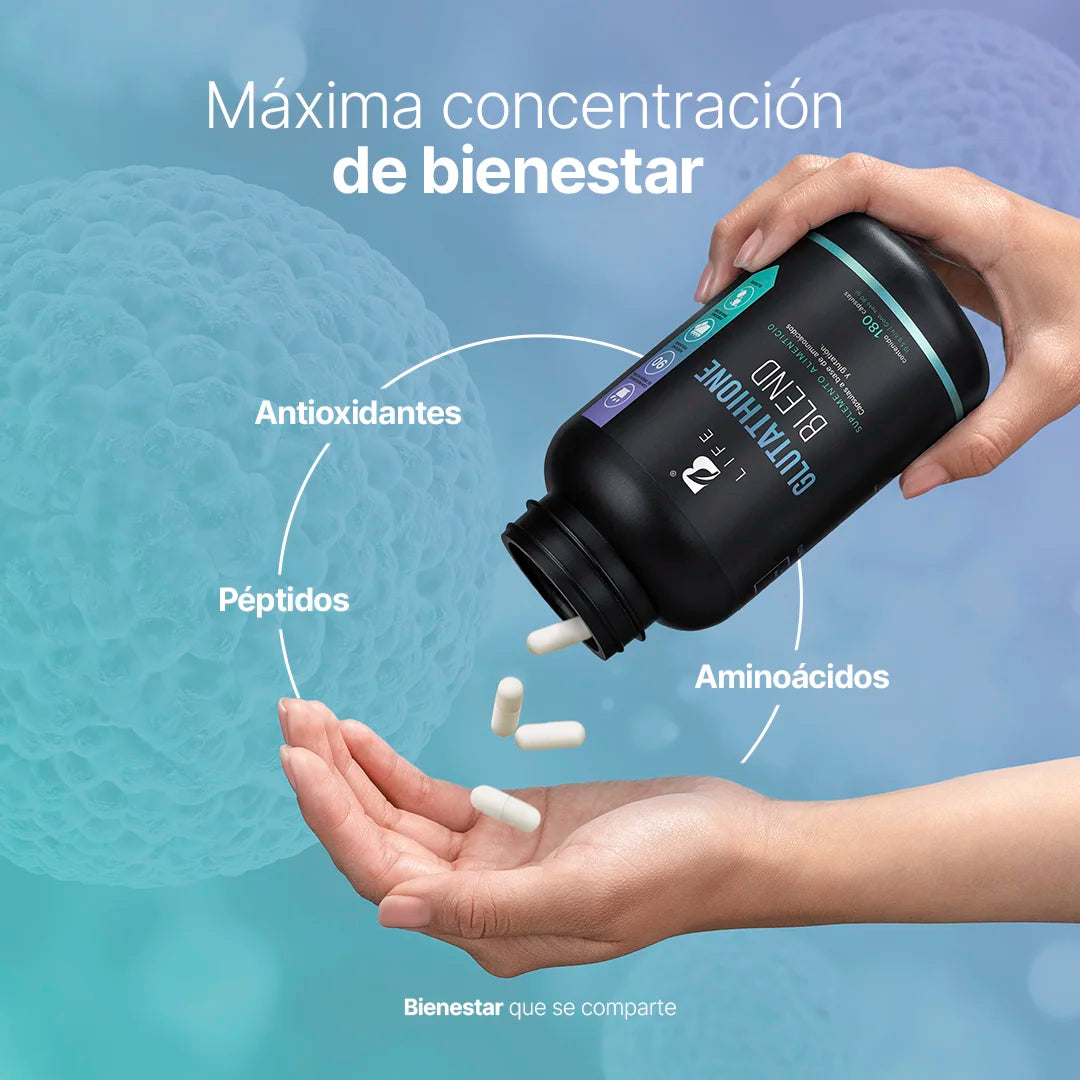 Glutatión con L-Cisteína, L-Glutamina y L-Glicina | 1000 mg por Porción | 180 Cápsulas