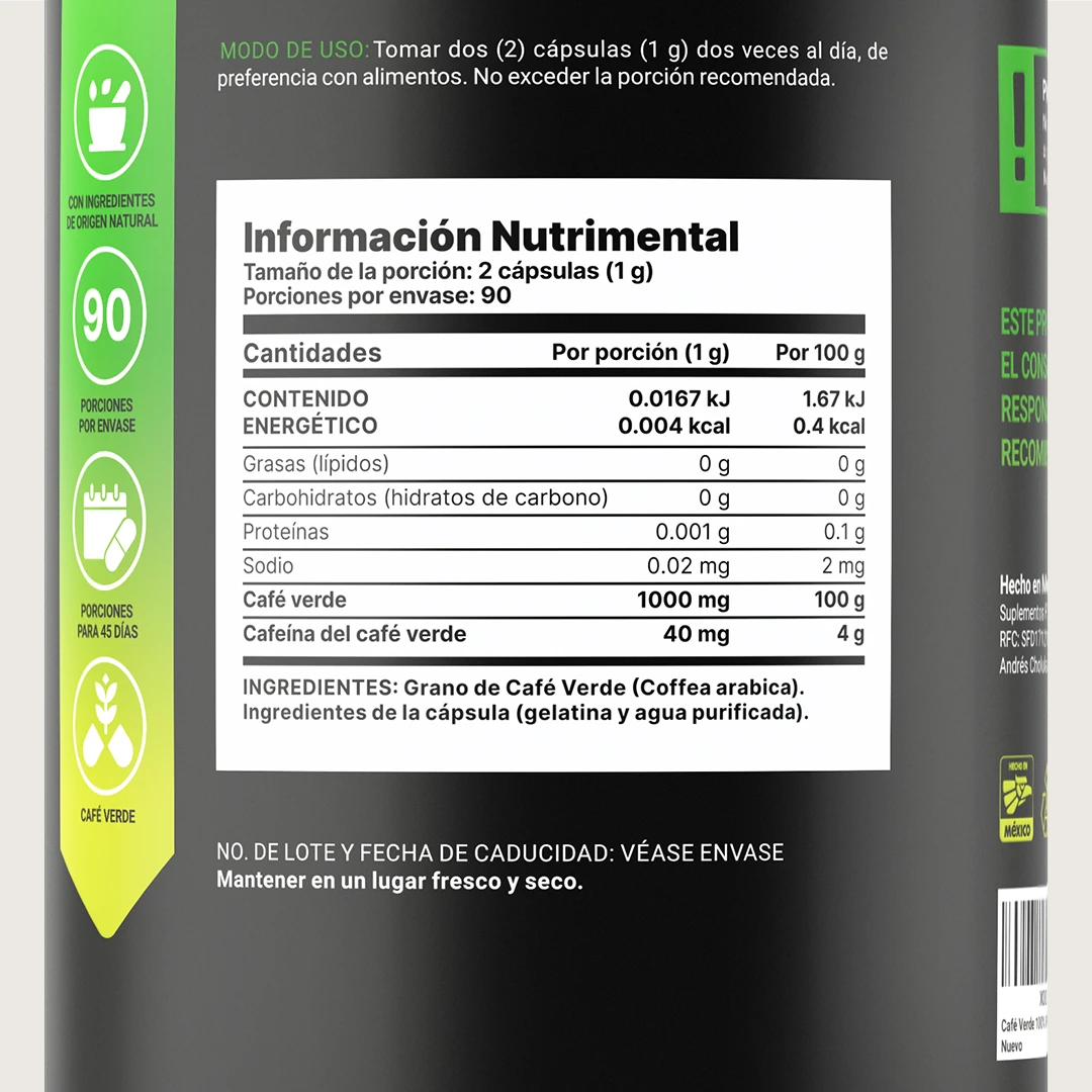 Café Verde Puro | 1000 mg por porción