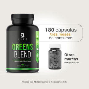 Mezcla Herbal con Espirulina, Moringa, Wheatgrass, Clorela, Matcha y Aloe Vera | 180 Cápsulas