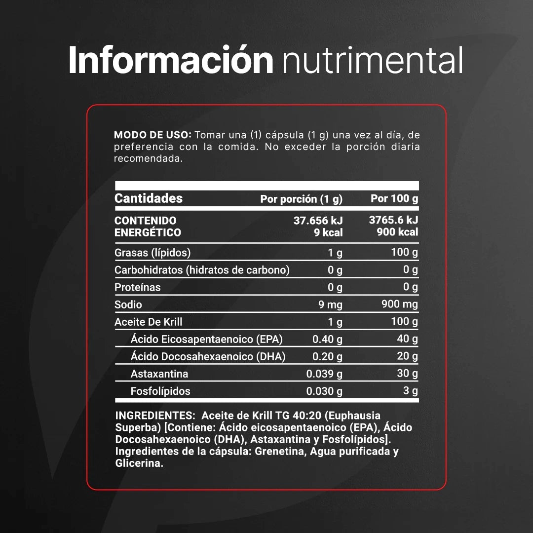 Aceite de Krill | 1000 mg de (EPA y DHA) con Astaxantina y Fosfolípidos