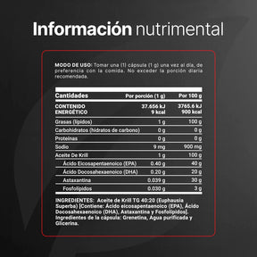 Aceite de Krill | 1000 mg de (EPA y DHA) con Astaxantina y Fosfolípidos
