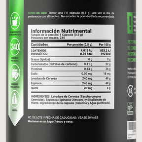 Hierro | Adicionado con Levadura de Cerveza y Espinaca | 240 cápsulas